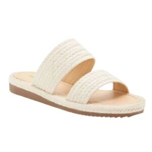 Lucky Brand Decime Woven Ivory White Slide Sandals Size 8.5